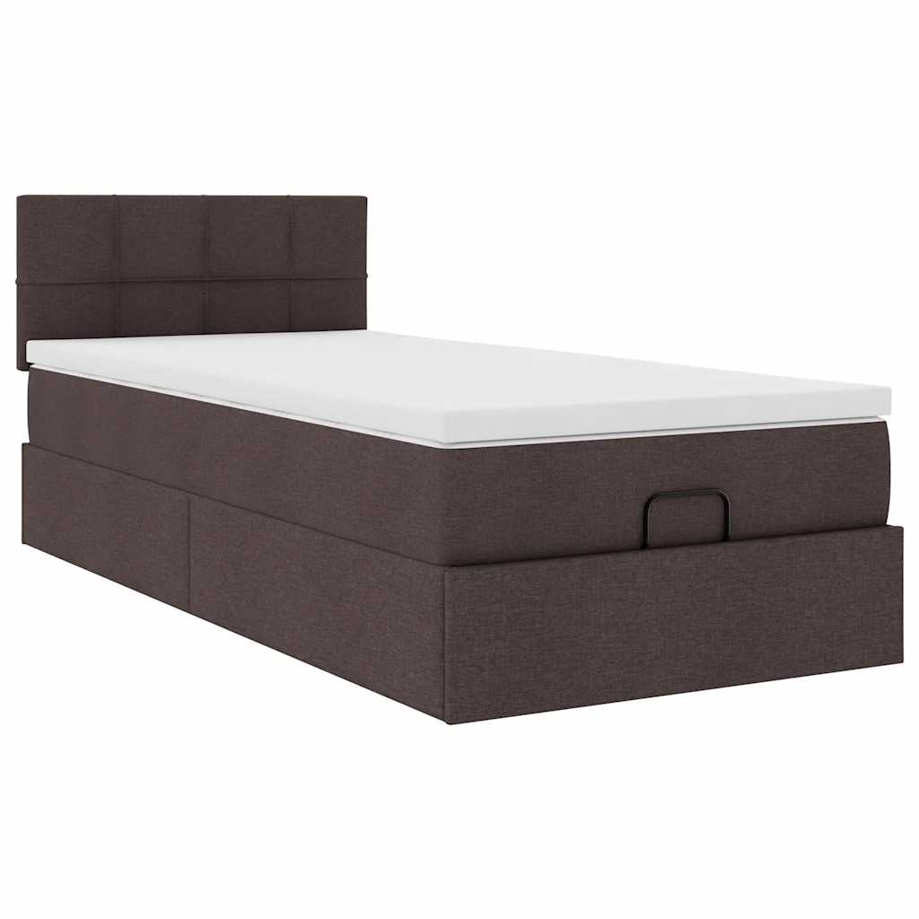 Ottoman bed met matras 80x200cm stof donkerbruin is nu te koop bij PeponiXL, paradijselijk wonen!