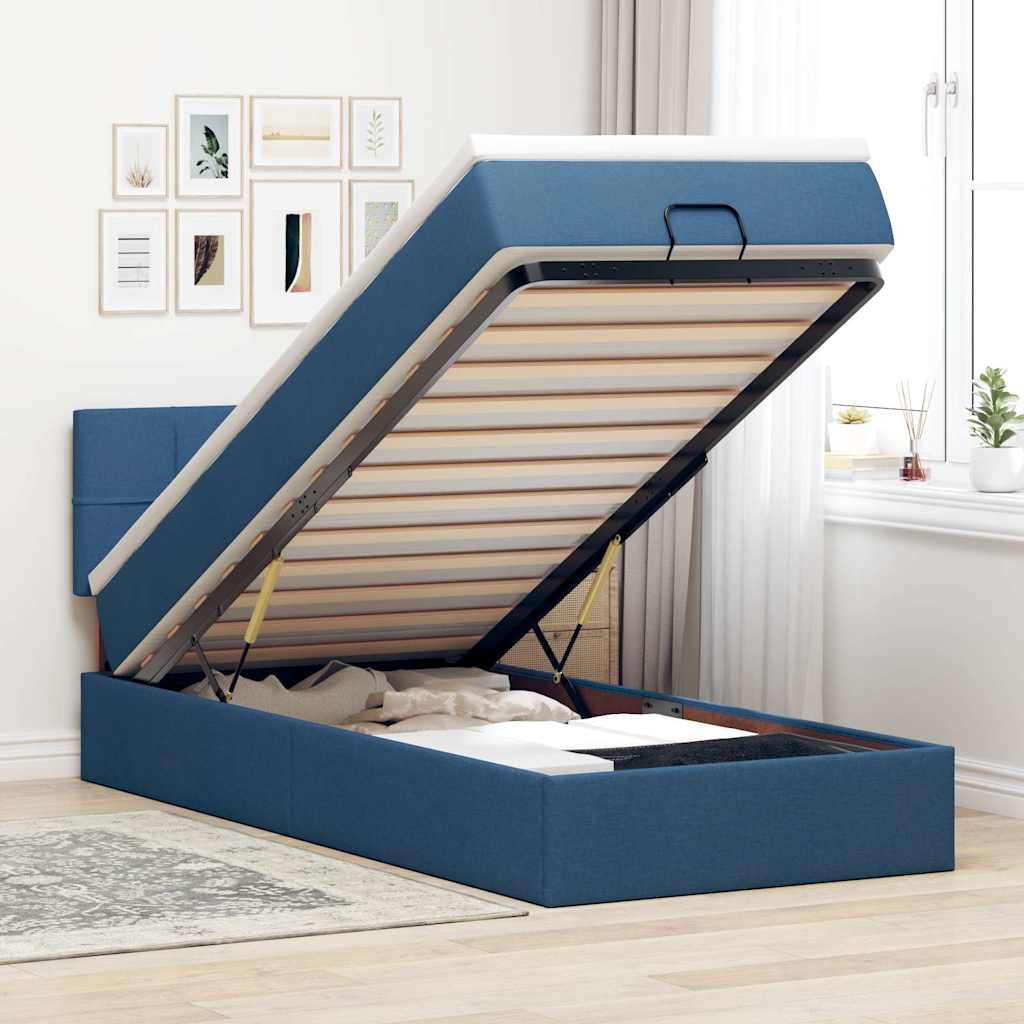 Ottoman bed met matras 80x200cm stof blauw is nu te koop bij PeponiXL, paradijselijk wonen!