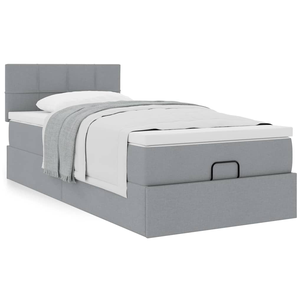 Ottoman bed met matras 90x190cm stof lichtgrijs is nu te koop bij PeponiXL, paradijselijk wonen!