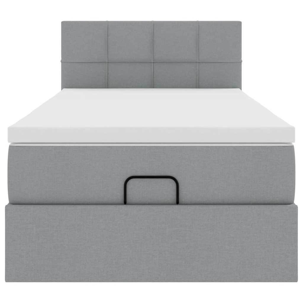 Ottoman bed met matras 90x190cm stof lichtgrijs is nu te koop bij PeponiXL, paradijselijk wonen!