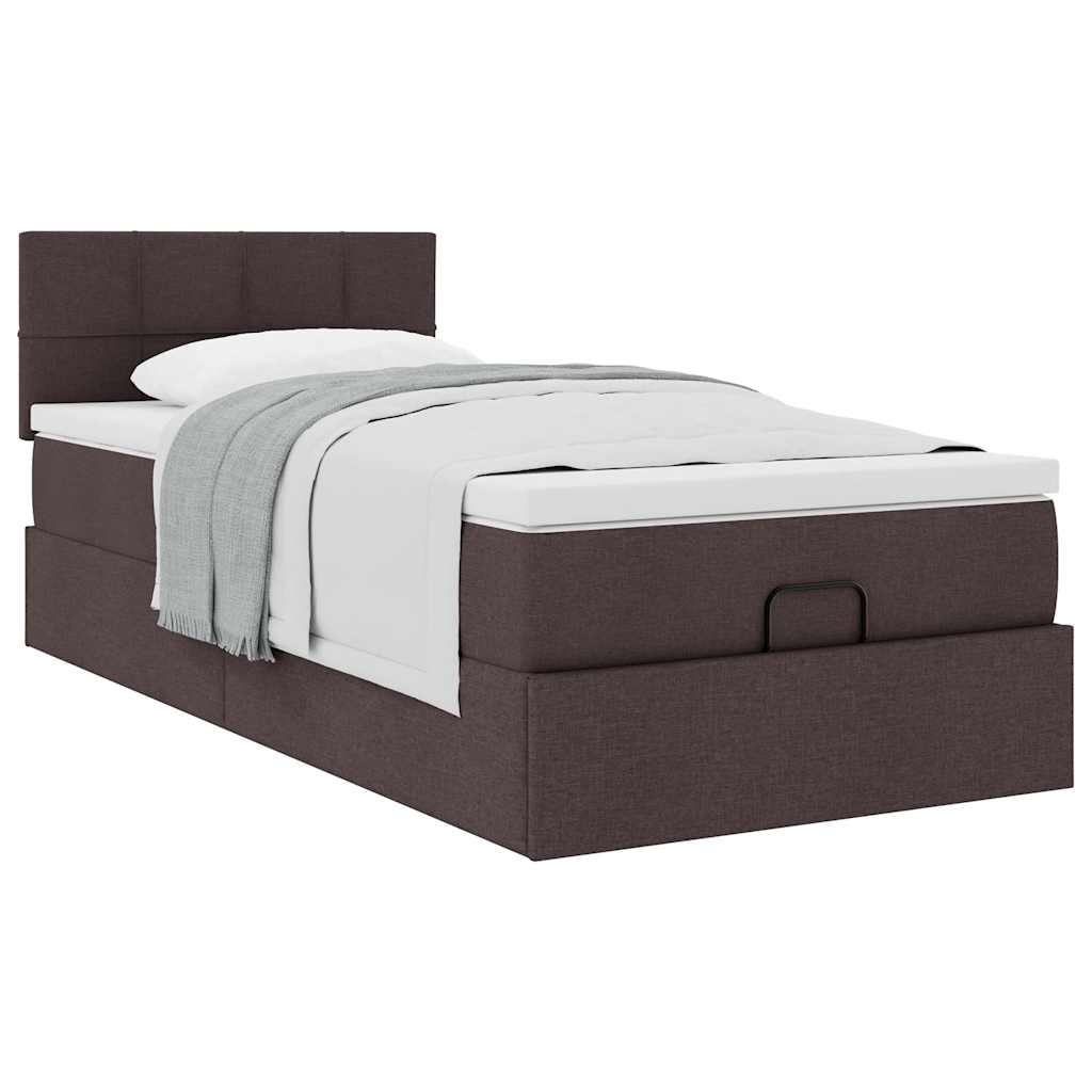 Ottoman bed met matras 90x190cm stof donkerbruin is nu te koop bij PeponiXL, paradijselijk wonen!