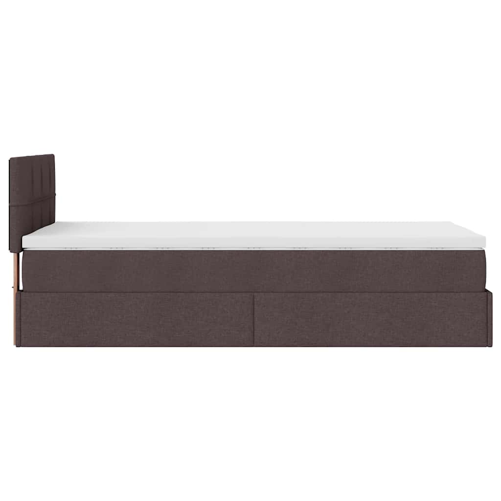 Ottoman bed met matras 90x190cm stof donkerbruin is nu te koop bij PeponiXL, paradijselijk wonen!