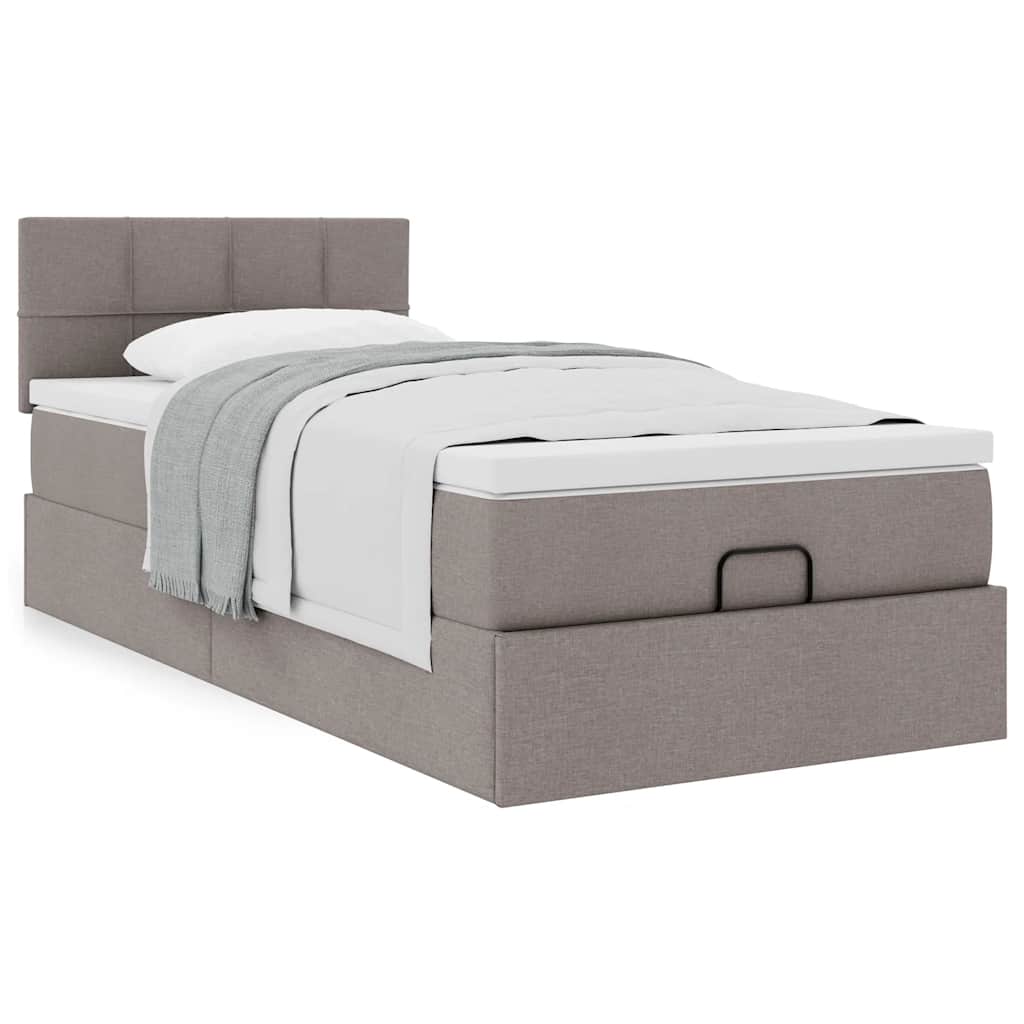 Ottoman bed met matras 90x190cm stof taupe is nu te koop bij PeponiXL, paradijselijk wonen!