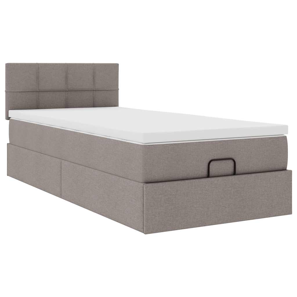 Ottoman bed met matras 90x190cm stof taupe is nu te koop bij PeponiXL, paradijselijk wonen!