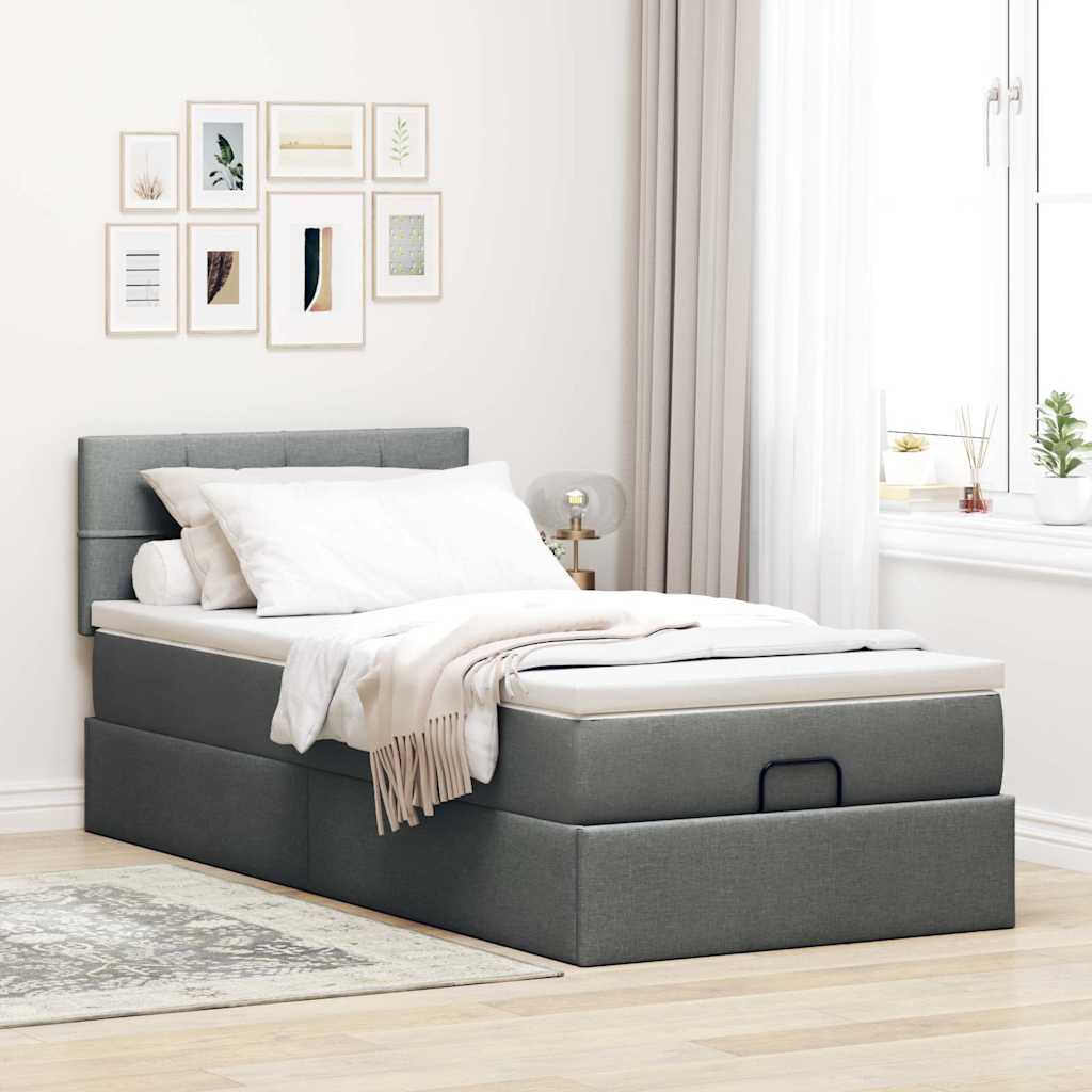 Bed met matras 90x200 cm stof donkergrijs is nu te koop bij PeponiXL, paradijselijk wonen!