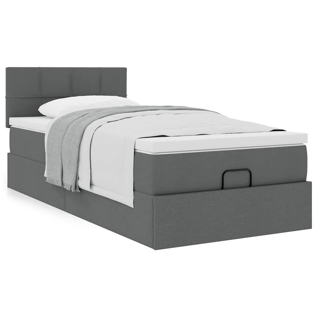 Bed met matras 90x200 cm stof donkergrijs is nu te koop bij PeponiXL, paradijselijk wonen!