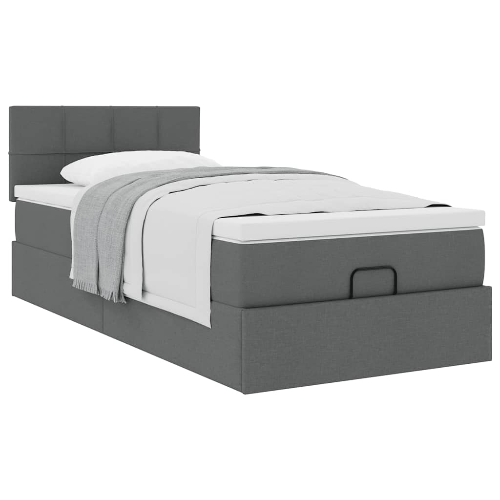 Bed met matras 90x200 cm stof donkergrijs is nu te koop bij PeponiXL, paradijselijk wonen!
