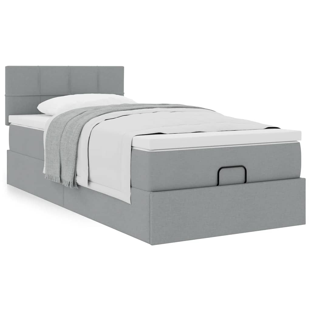 Bed met matras 100x200 cm stof lichtgrijs is nu te koop bij PeponiXL, paradijselijk wonen!