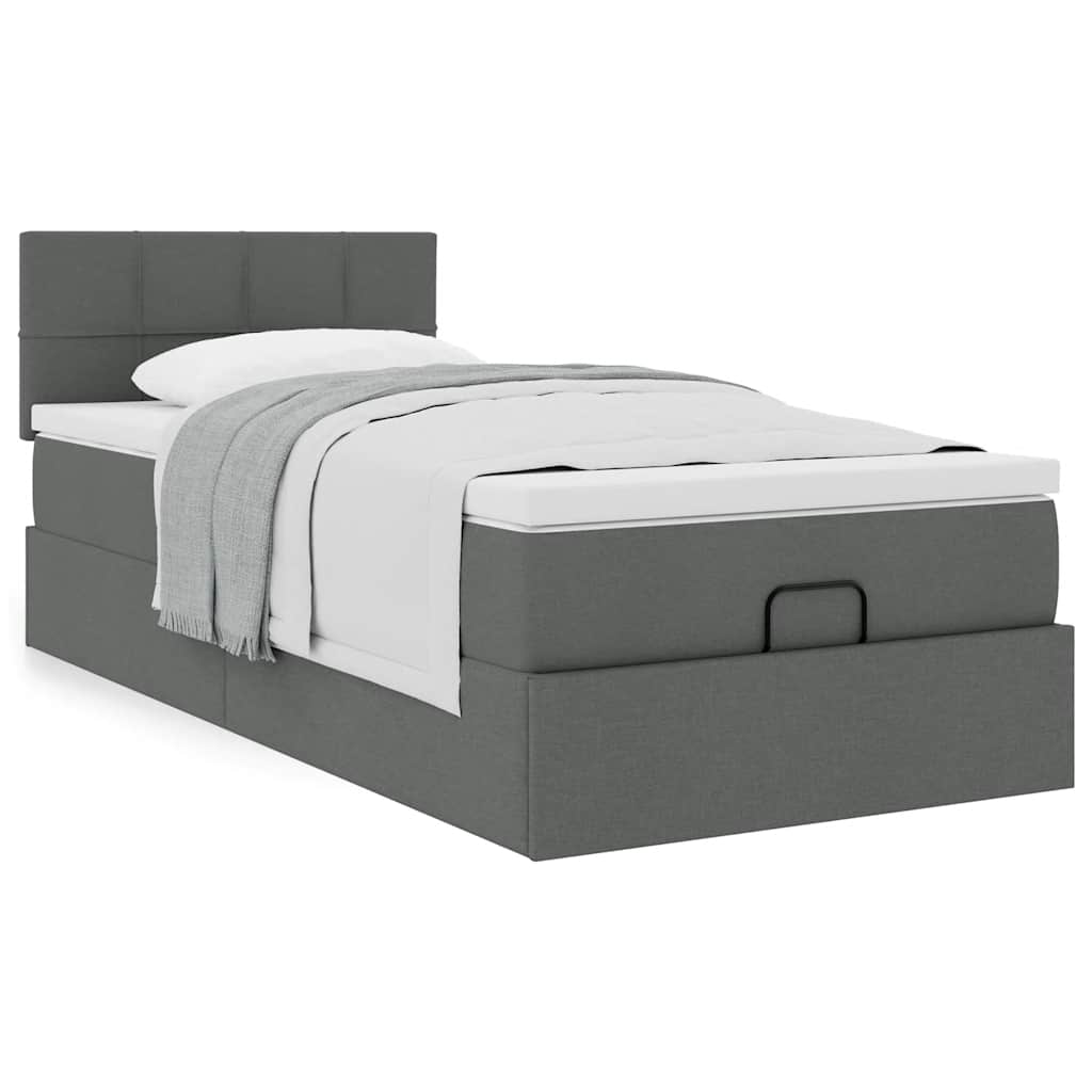 Ottoman bed met matras 100x200cm stof donkergrijs is nu te koop bij PeponiXL, paradijselijk wonen!