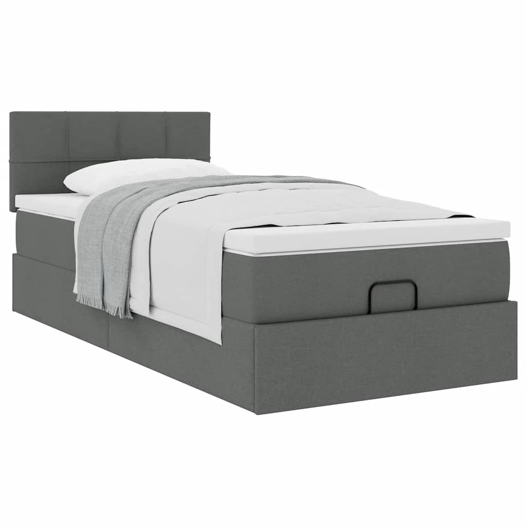Ottoman bed met matras 100x200cm stof donkergrijs is nu te koop bij PeponiXL, paradijselijk wonen!