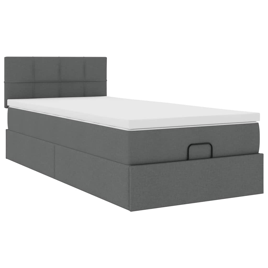 Ottoman bed met matras 100x200cm stof donkergrijs is nu te koop bij PeponiXL, paradijselijk wonen!