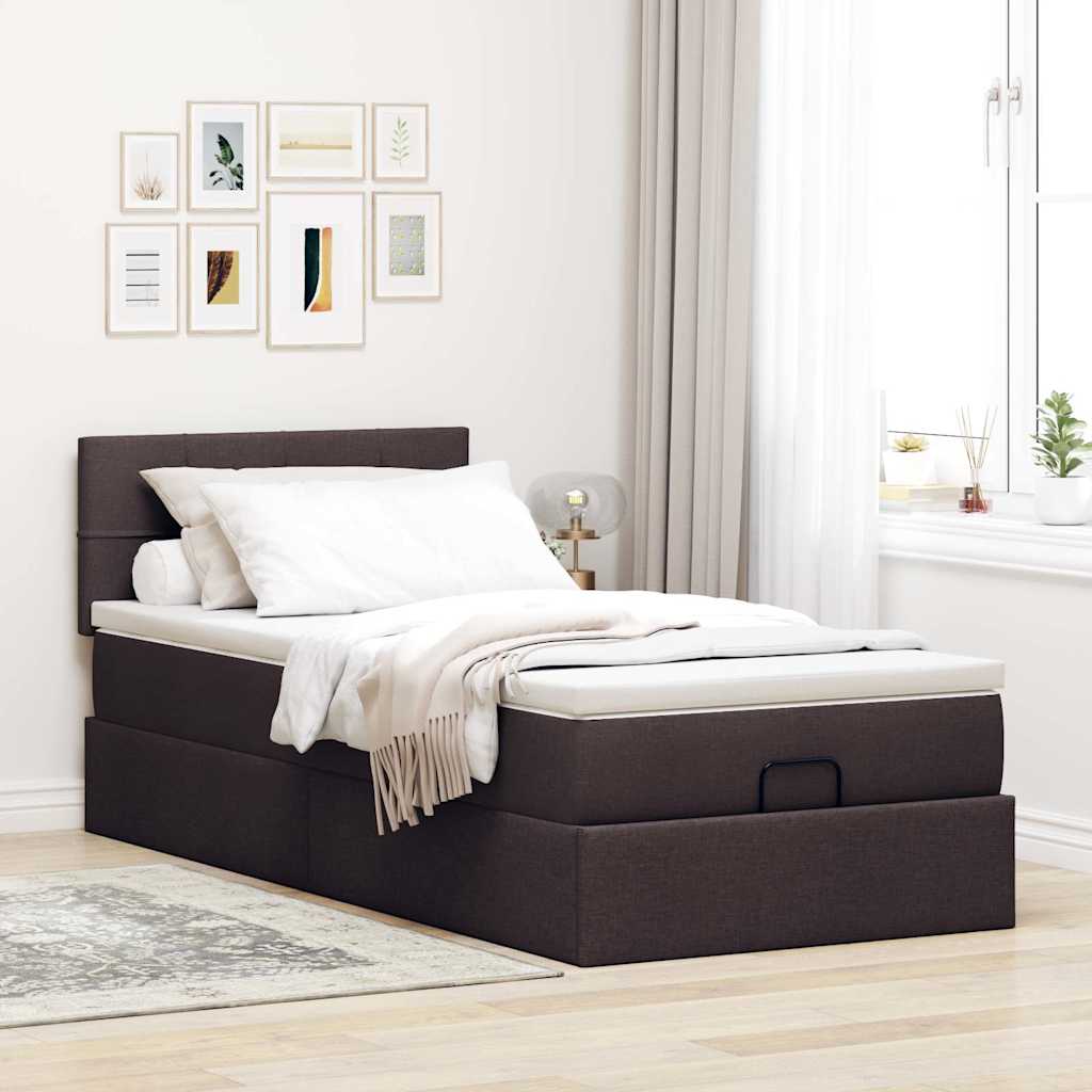 Bed met matras 100x200 cm stof donkerbruin is nu te koop bij PeponiXL, paradijselijk wonen!