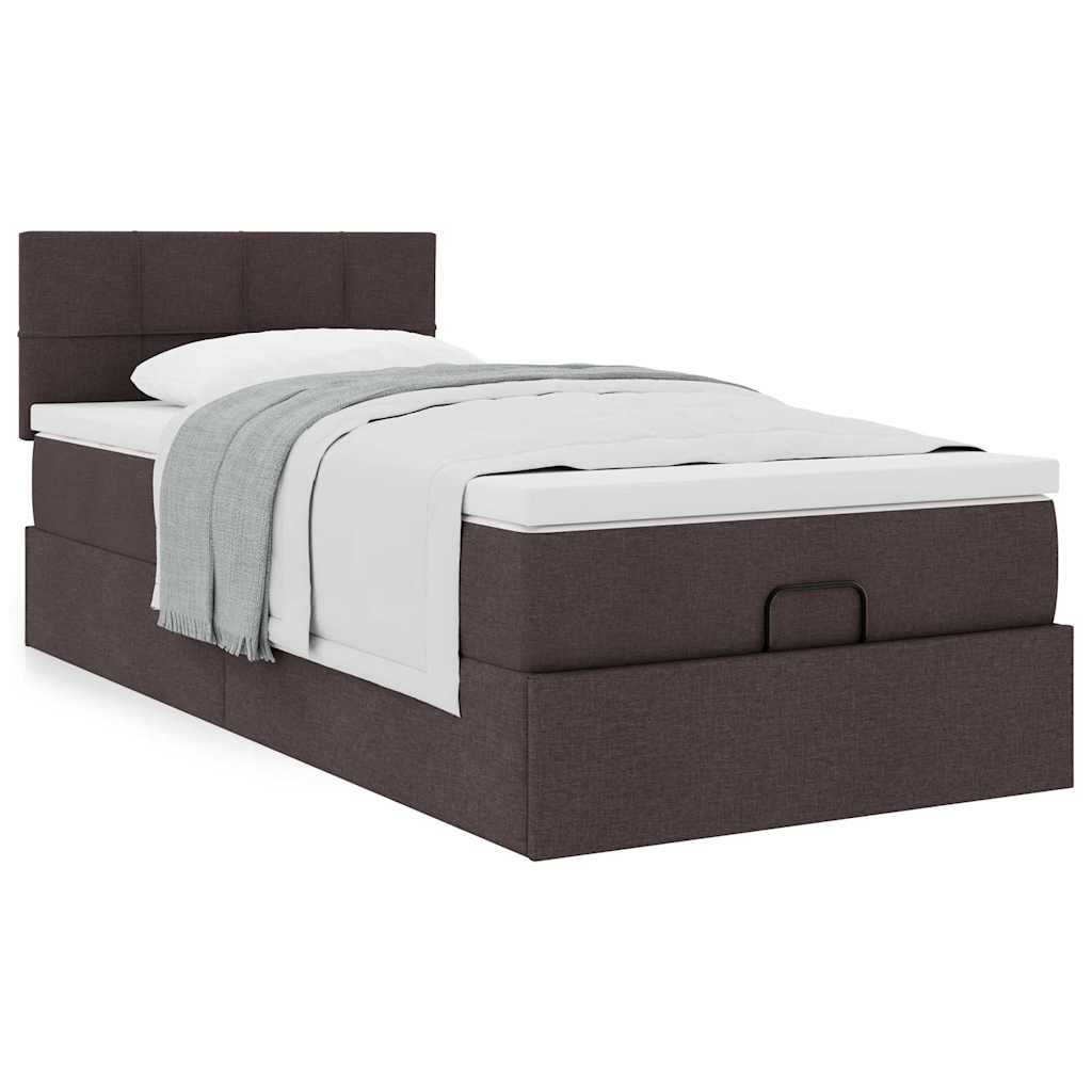 Bed met matras 100x200 cm stof donkerbruin is nu te koop bij PeponiXL, paradijselijk wonen!