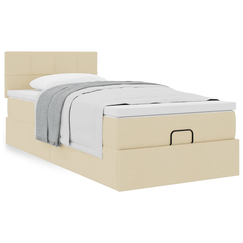 Bed met matras 100x200 cm stof crèmekleurig is nu te koop bij PeponiXL, paradijselijk wonen!