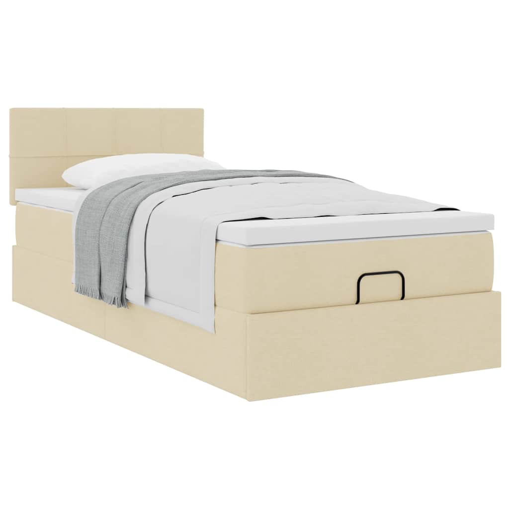 Bed met matras 100x200 cm stof crèmekleurig is nu te koop bij PeponiXL, paradijselijk wonen!