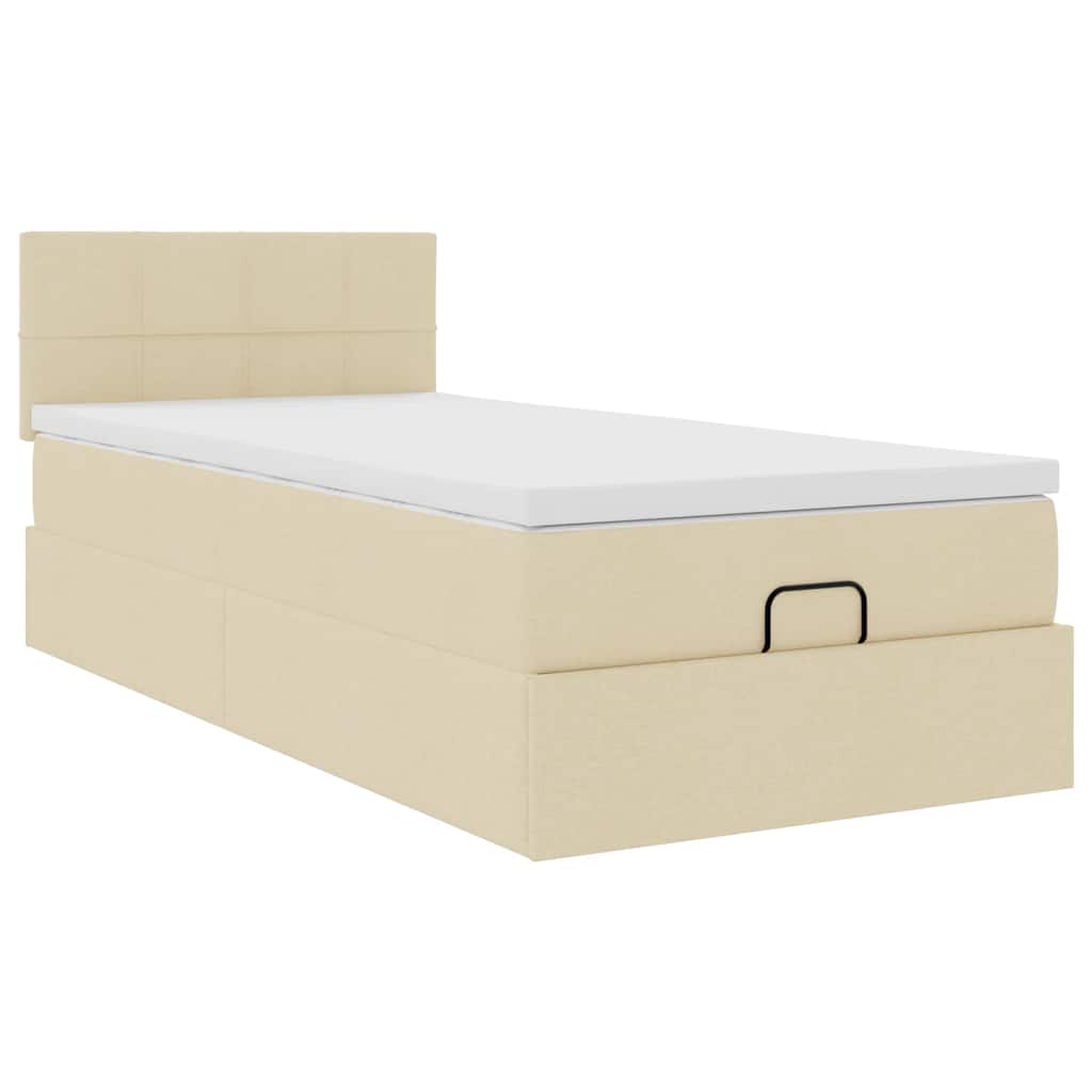Bed met matras 100x200 cm stof crèmekleurig is nu te koop bij PeponiXL, paradijselijk wonen!