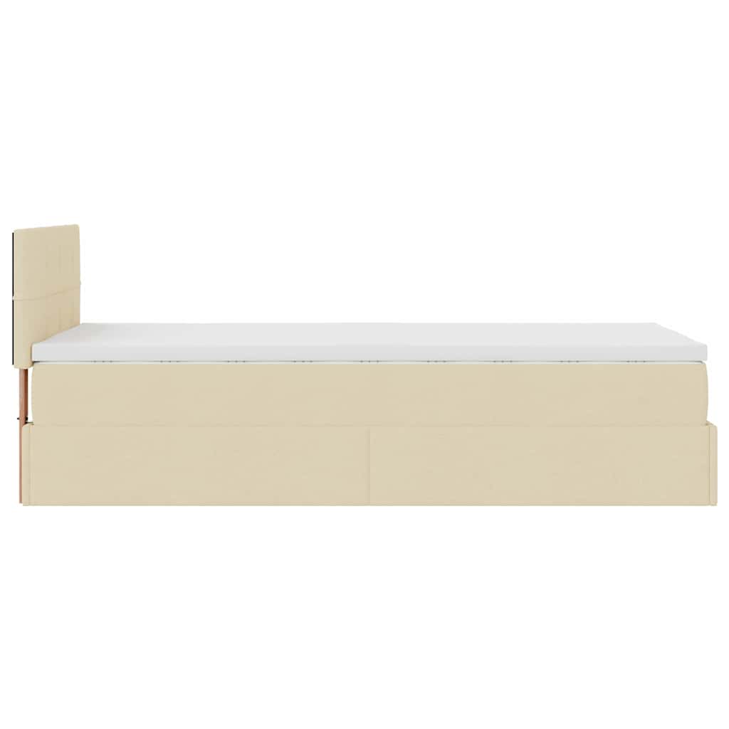 Bed met matras 100x200 cm stof crèmekleurig is nu te koop bij PeponiXL, paradijselijk wonen!