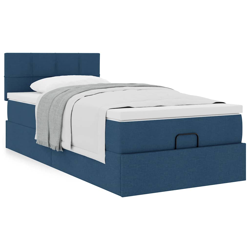 Bed met matras 100x200 cm stof blauw is nu te koop bij PeponiXL, paradijselijk wonen!