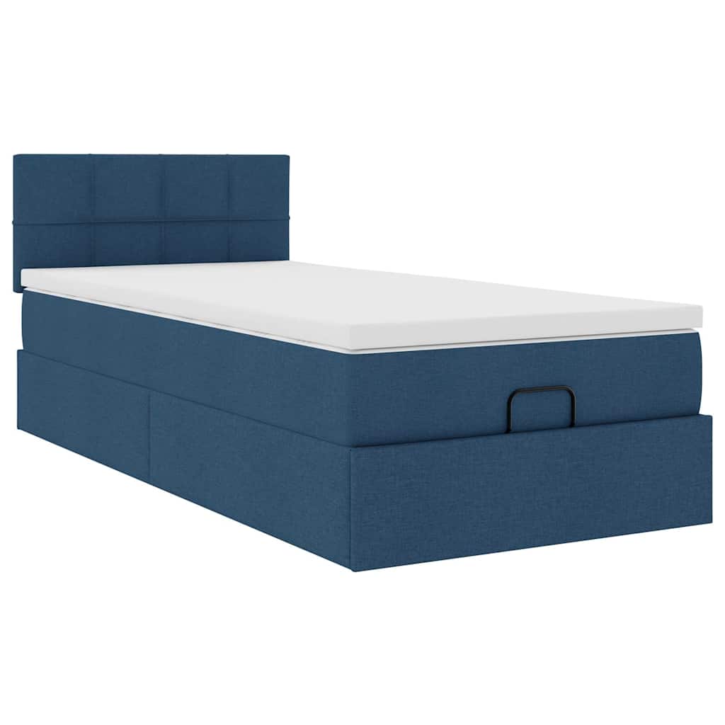 Bed met matras 100x200 cm stof blauw is nu te koop bij PeponiXL, paradijselijk wonen!