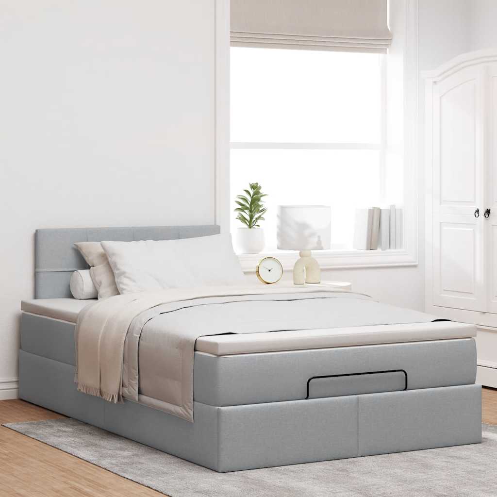 Bed met matras 120x190 cm stof lichtgrijs is nu te koop bij PeponiXL, paradijselijk wonen!