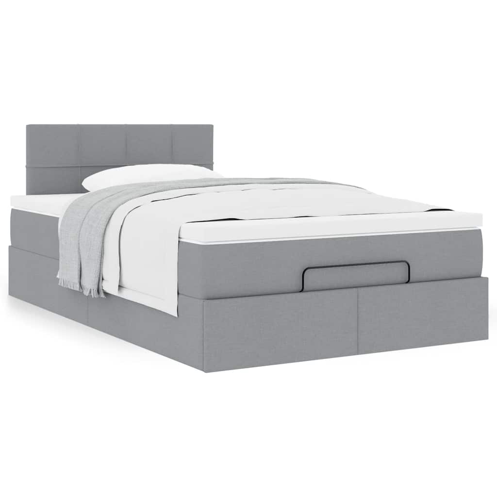 Bed met matras 120x190 cm stof lichtgrijs is nu te koop bij PeponiXL, paradijselijk wonen!