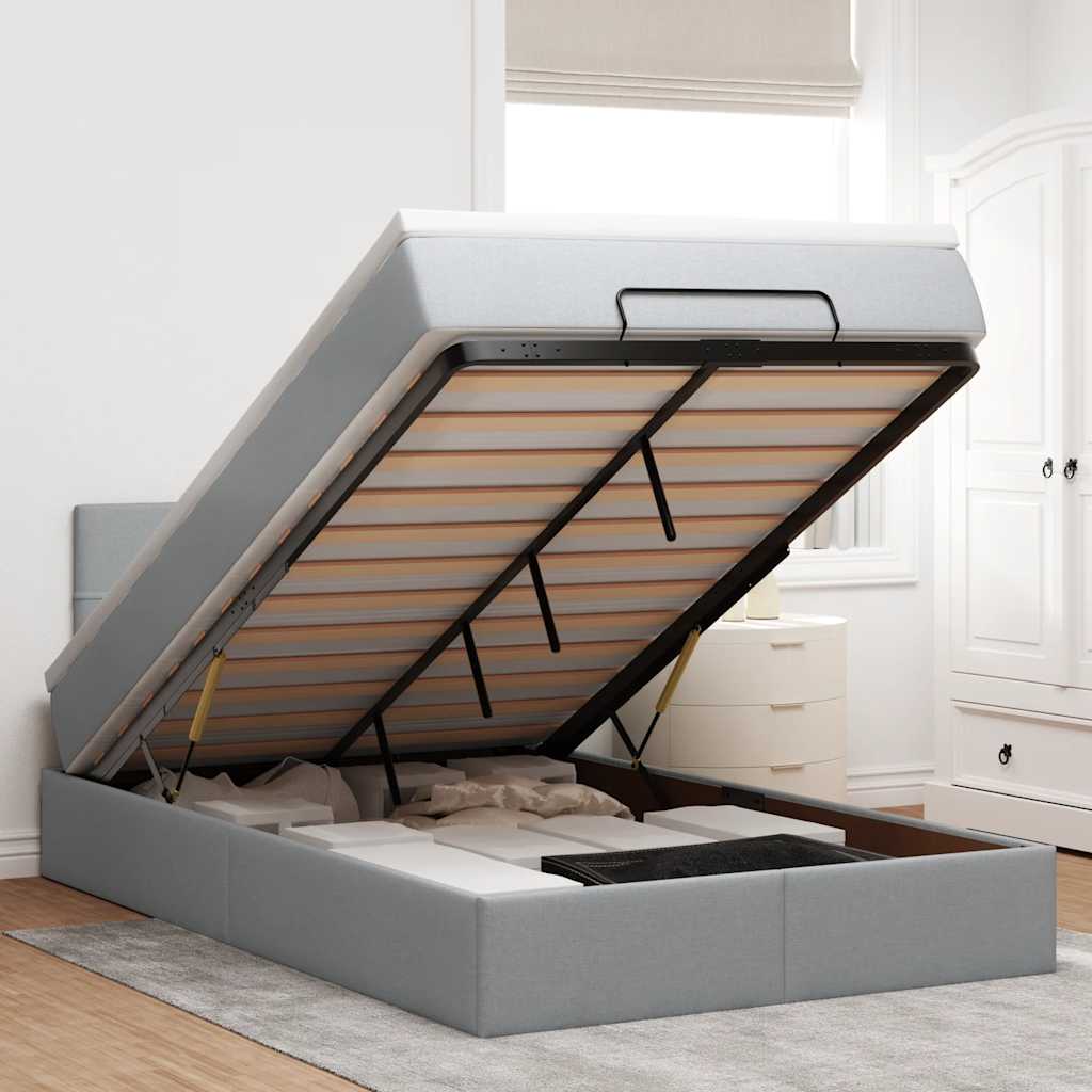 Bed met matras 120x190 cm stof lichtgrijs is nu te koop bij PeponiXL, paradijselijk wonen!