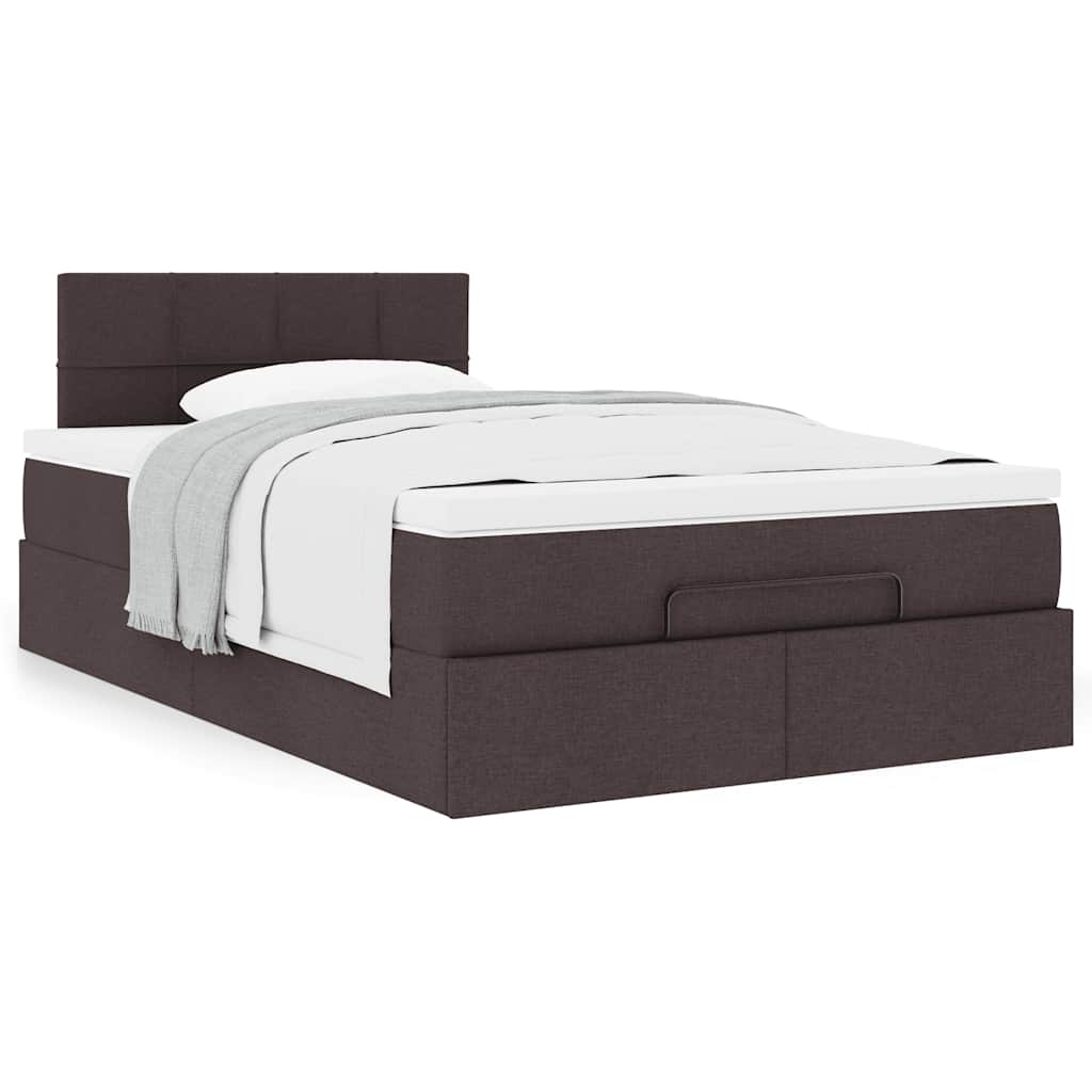 Ottoman bed met matras 120x190 cm stof donkerbruin is nu te koop bij PeponiXL, paradijselijk wonen!