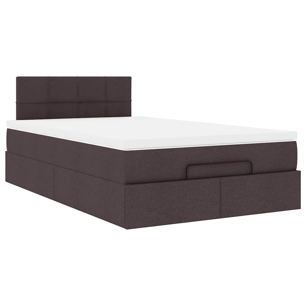 Ottoman bed met matras 120x190 cm stof donkerbruin is nu te koop bij PeponiXL, paradijselijk wonen!