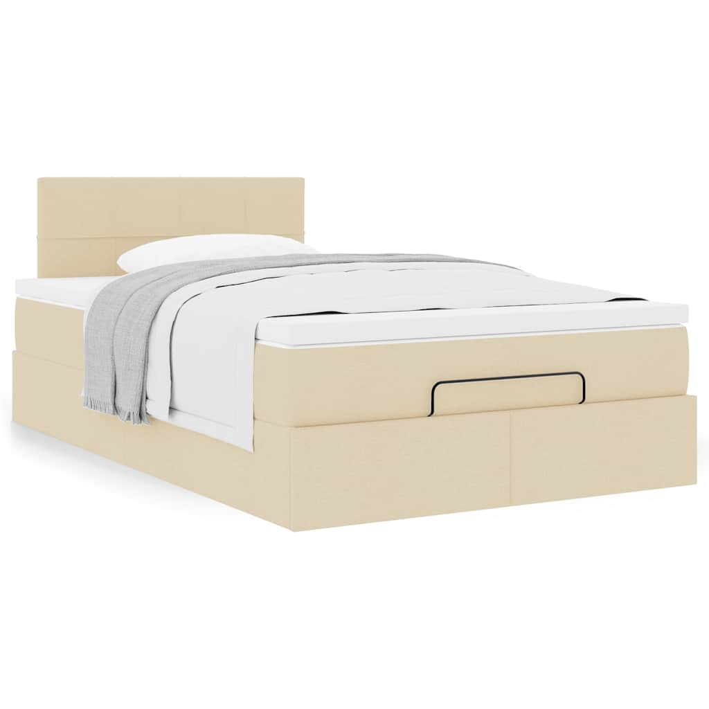 Ottoman bed met matras 120x190cm stof crèmekleurig is nu te koop bij PeponiXL, paradijselijk wonen!