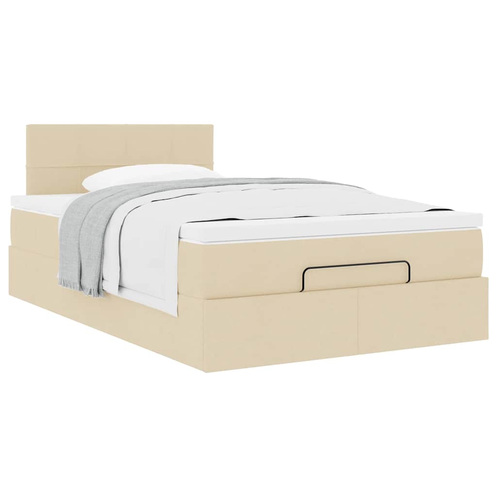 Ottoman bed met matras 120x190cm stof crèmekleurig is nu te koop bij PeponiXL, paradijselijk wonen!
