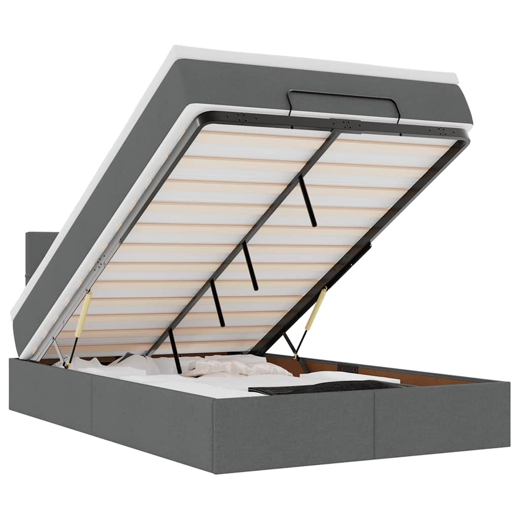 Bed met matras 120x200 cm stof donkergrijs is nu te koop bij PeponiXL, paradijselijk wonen!