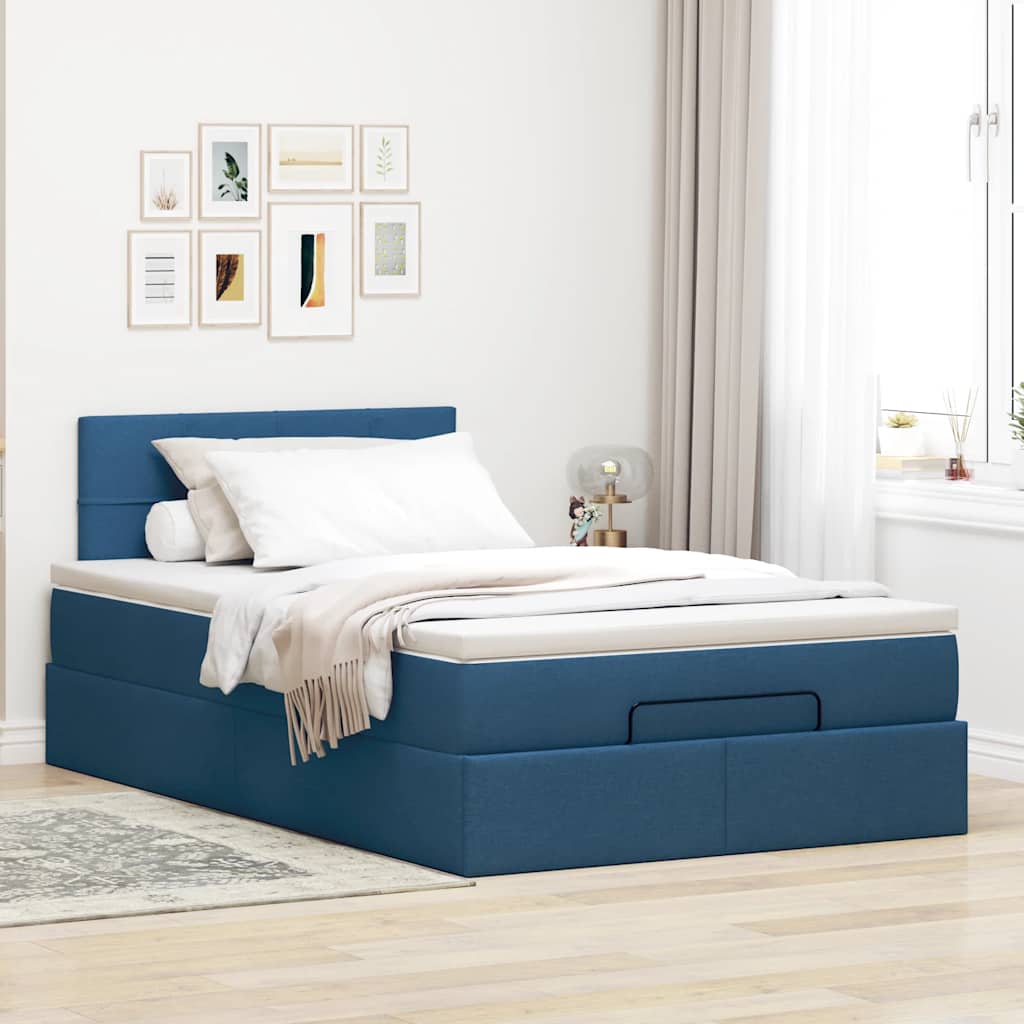 Bed met matras 120x200 cm stof blauw is nu te koop bij PeponiXL, paradijselijk wonen!
