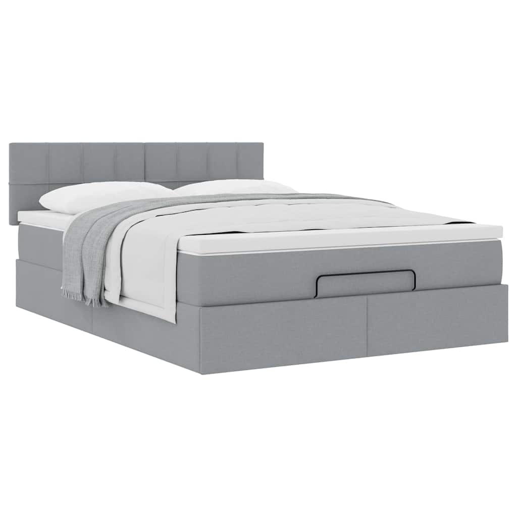 Bed met matras 140x190 cm stof lichtgrijs is nu te koop bij PeponiXL, paradijselijk wonen!