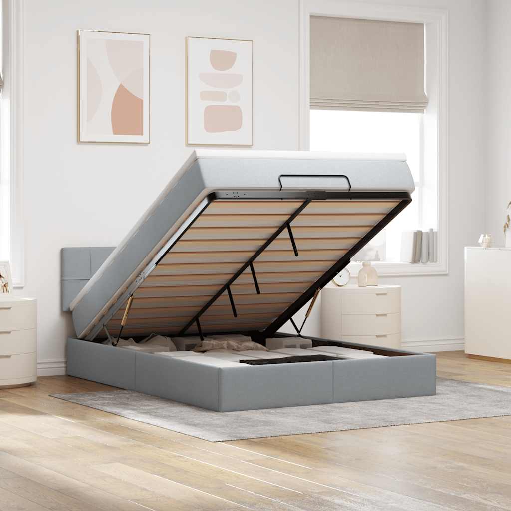 Bed met matras 140x190 cm stof lichtgrijs is nu te koop bij PeponiXL, paradijselijk wonen!