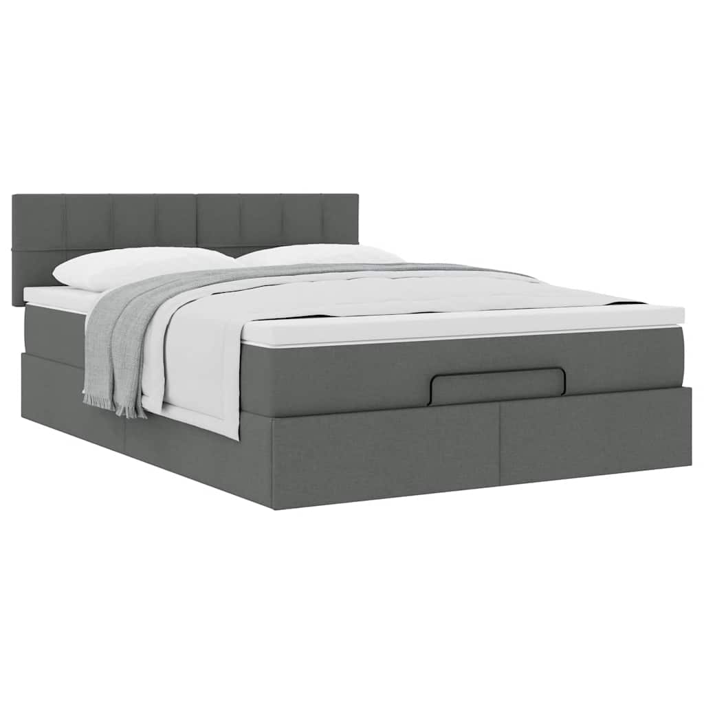 Bed met matras 140x190 cm stof donkergrijs is nu te koop bij PeponiXL, paradijselijk wonen!