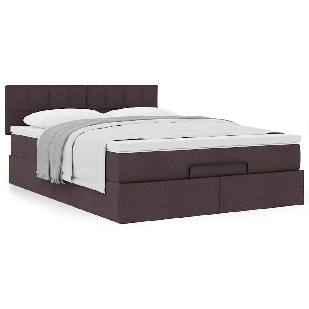 Bed met matras 140x190 cm stof donkerbruin is nu te koop bij PeponiXL, paradijselijk wonen!