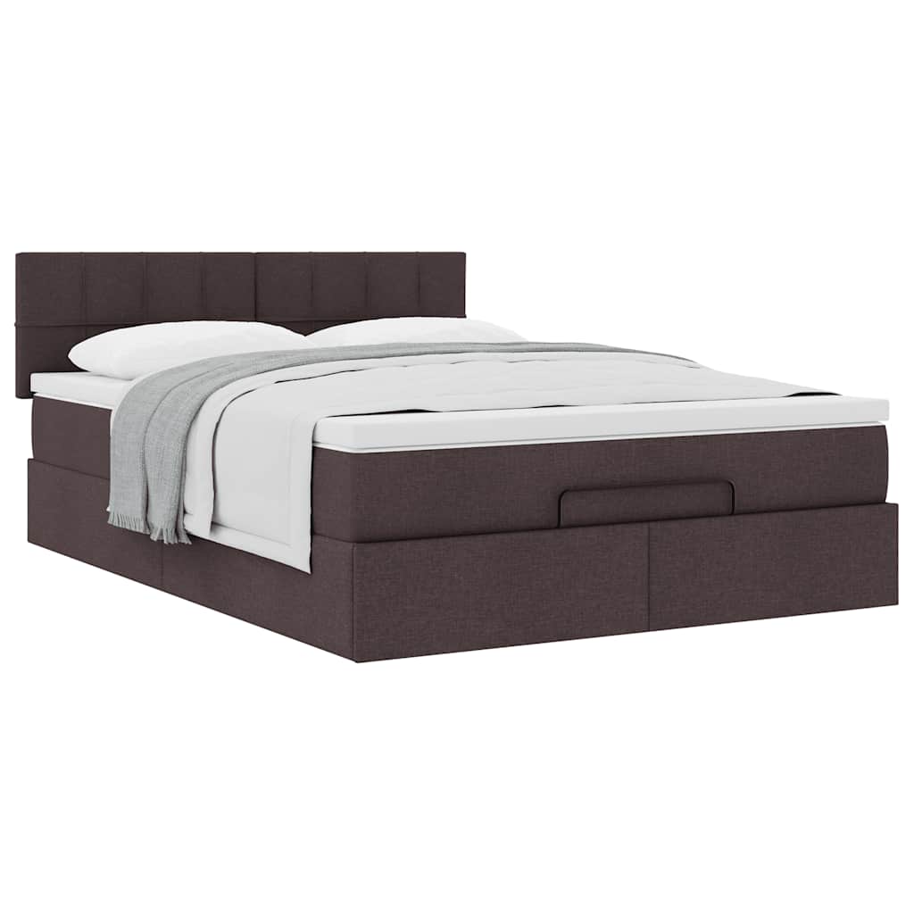 Bed met matras 140x190 cm stof donkerbruin is nu te koop bij PeponiXL, paradijselijk wonen!