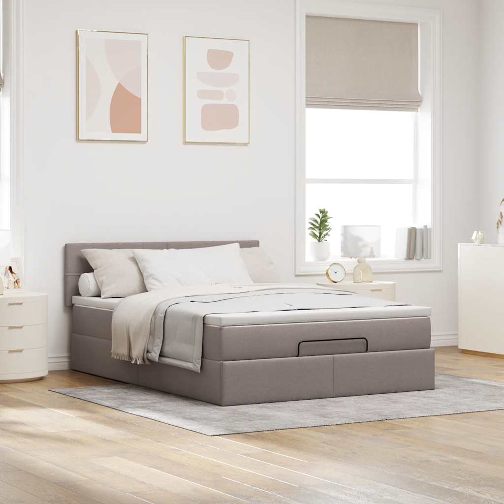 Bed met matras 140x190 cm stof taupe is nu te koop bij PeponiXL, paradijselijk wonen!