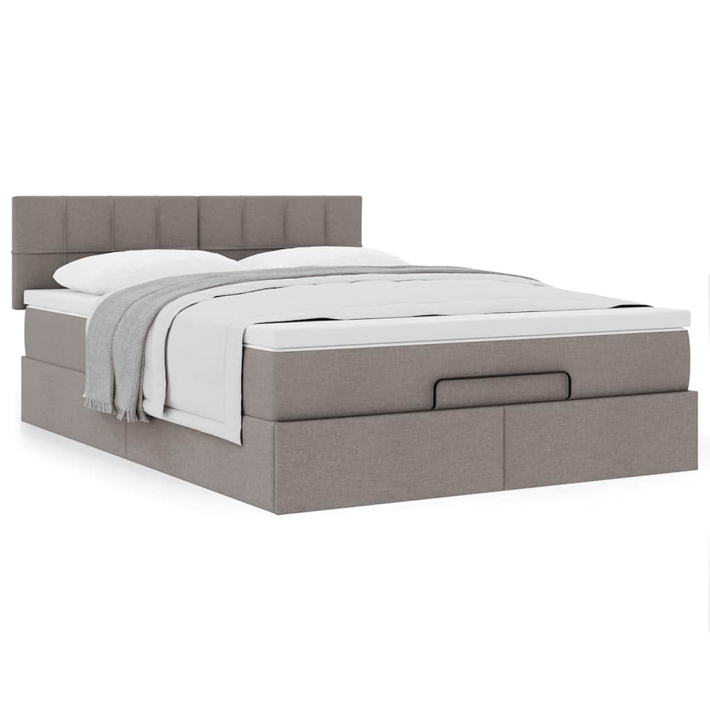Bed met matras 140x190 cm stof taupe is nu te koop bij PeponiXL, paradijselijk wonen!