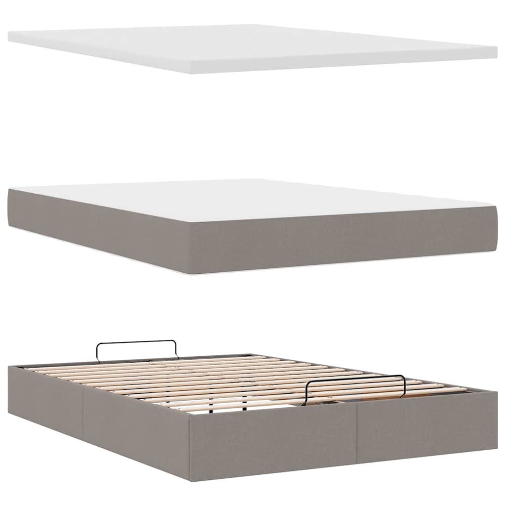 Bed met matras 140x190 cm stof taupe is nu te koop bij PeponiXL, paradijselijk wonen!