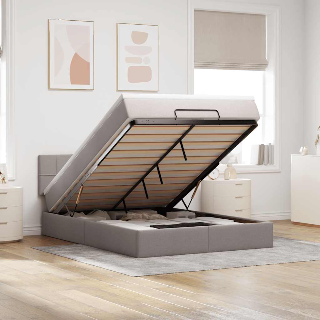 Bed met matras 140x190 cm stof taupe is nu te koop bij PeponiXL, paradijselijk wonen!