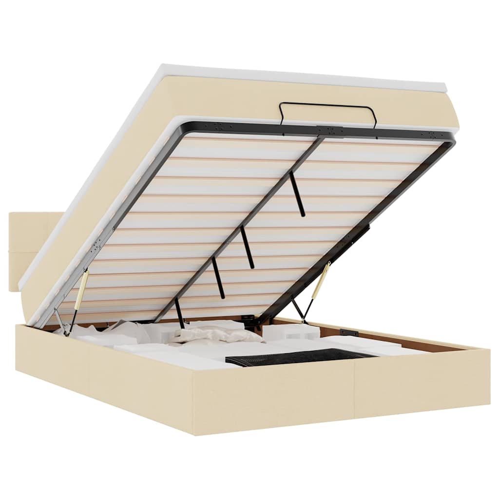 Bed met matras 140x190 cm stof crèmekleurig is nu te koop bij PeponiXL, paradijselijk wonen!