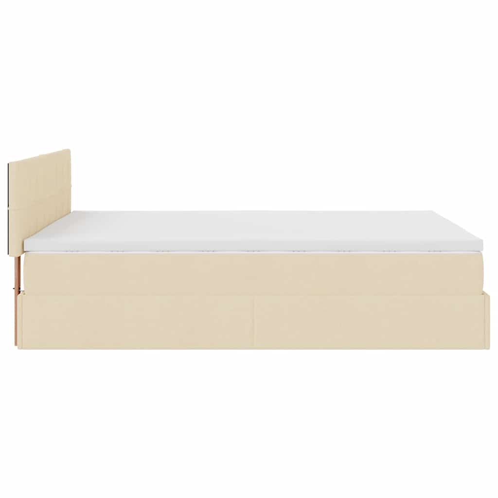 Bed met matras 140x190 cm stof crèmekleurig is nu te koop bij PeponiXL, paradijselijk wonen!