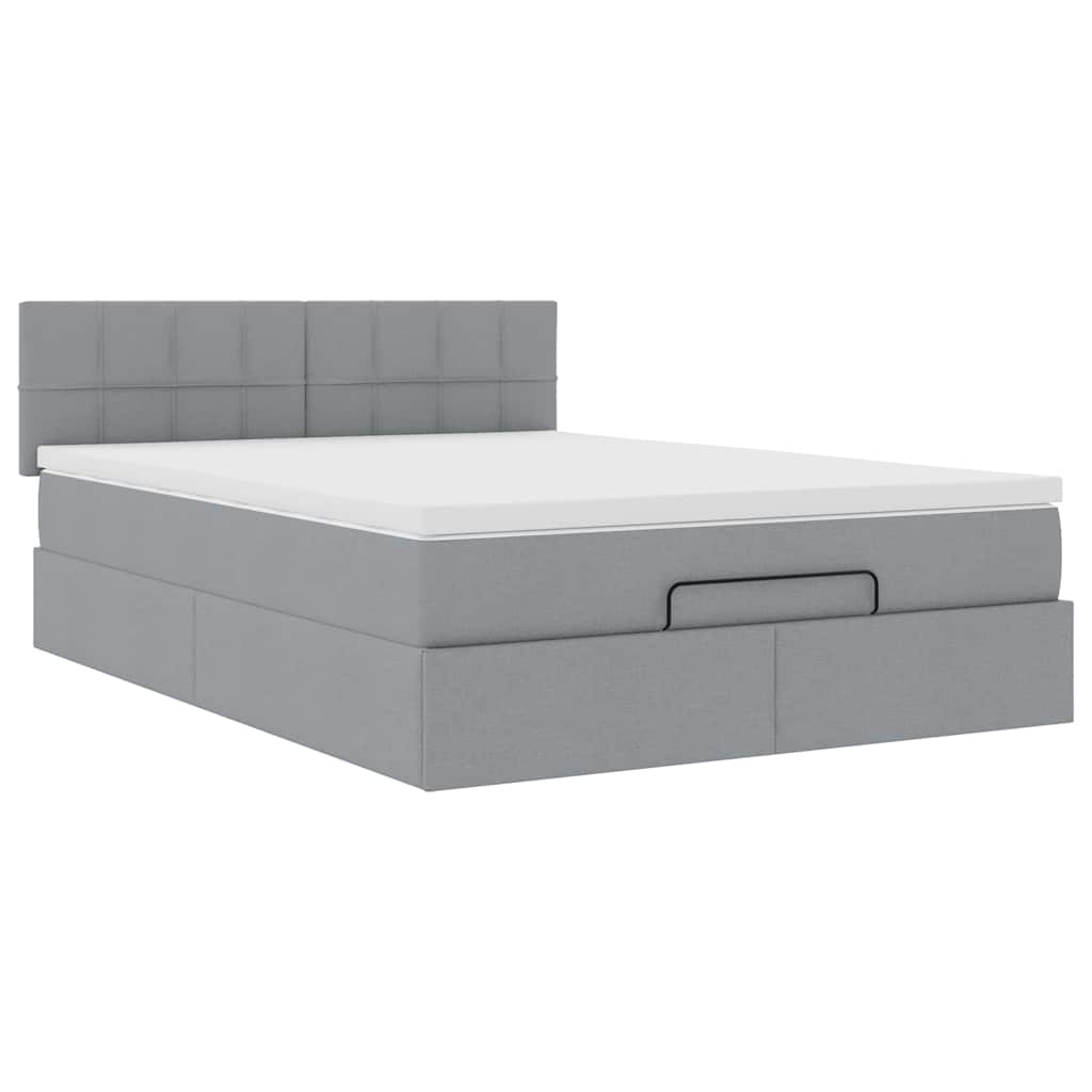 Ottoman bed met matras 140x200cm stof lichtgrijs is nu te koop bij PeponiXL, paradijselijk wonen!