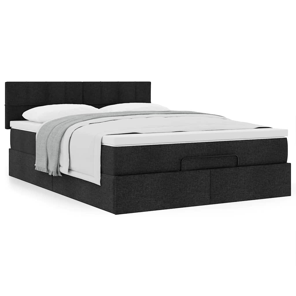Bed met matras 140x200 cm stof zwart is nu te koop bij PeponiXL, paradijselijk wonen!
