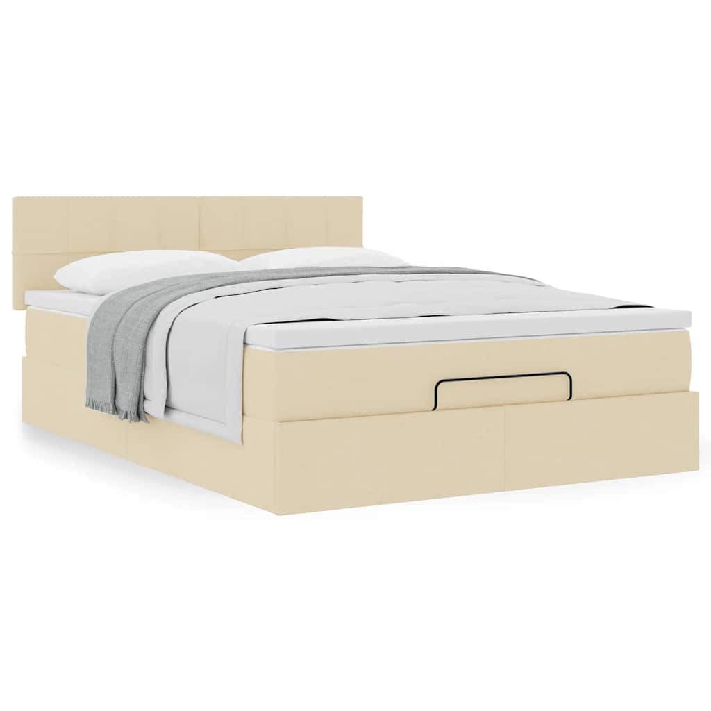 Bed met matras 140x200 cm stof crèmekleurig is nu te koop bij PeponiXL, paradijselijk wonen!