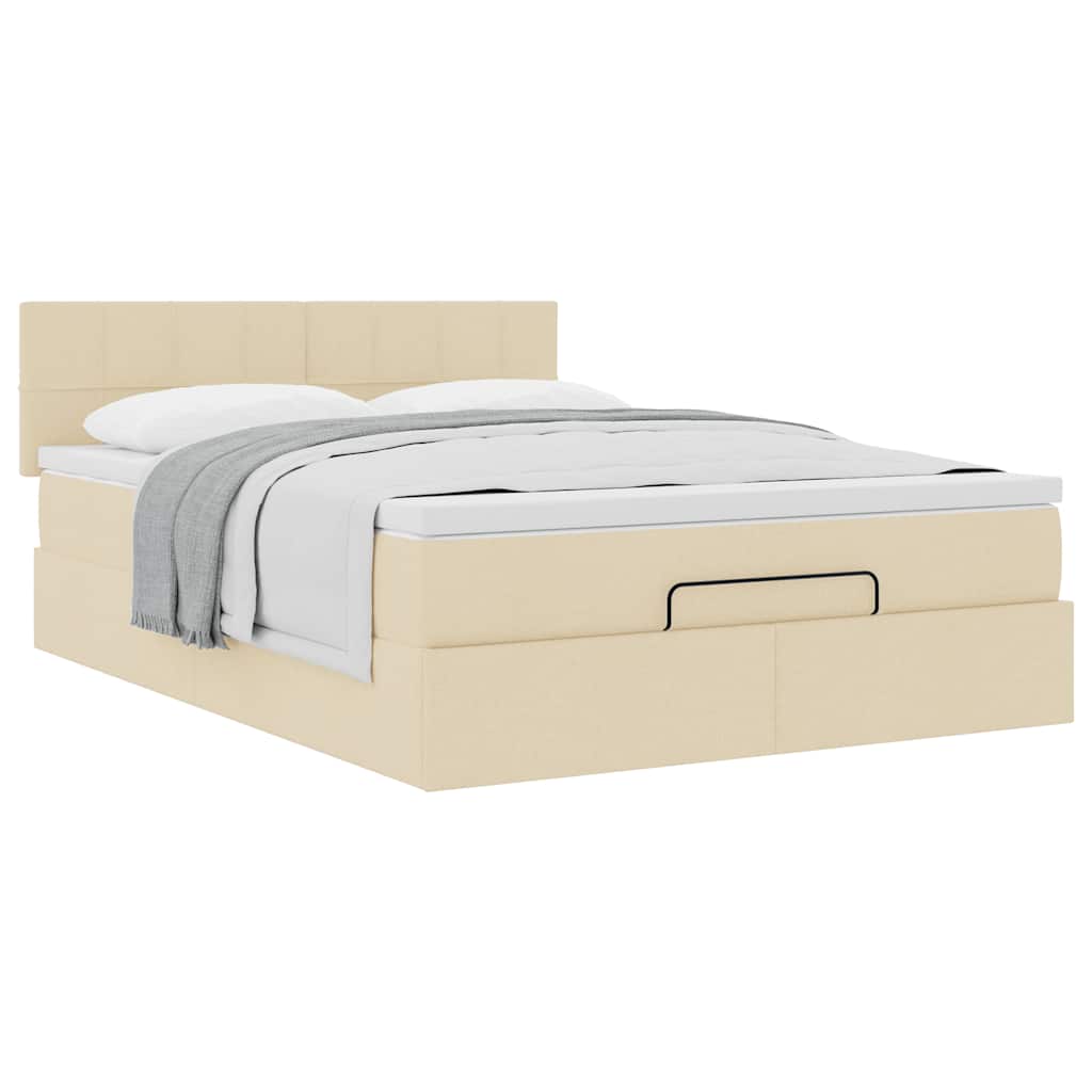 Bed met matras 140x200 cm stof crèmekleurig is nu te koop bij PeponiXL, paradijselijk wonen!