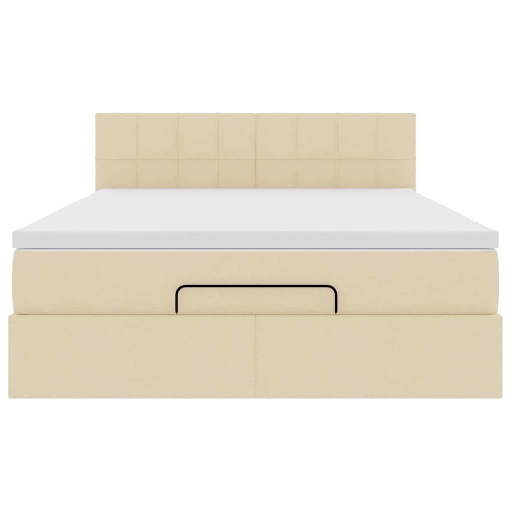 Bed met matras 140x200 cm stof crèmekleurig is nu te koop bij PeponiXL, paradijselijk wonen!