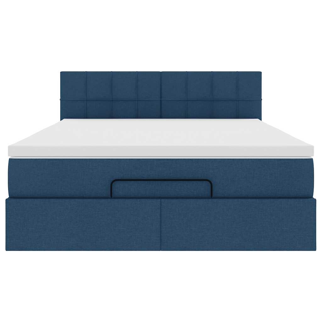 Ottoman bed met matras 140x200cm stof blauw is nu te koop bij PeponiXL, paradijselijk wonen!