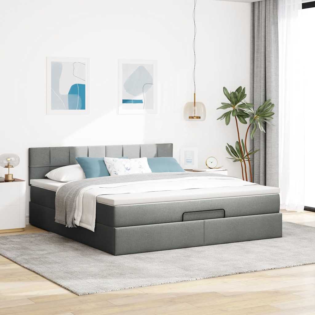 Ottoman bed met matras 160x200cm stof donkergrijs is nu te koop bij PeponiXL, paradijselijk wonen!
